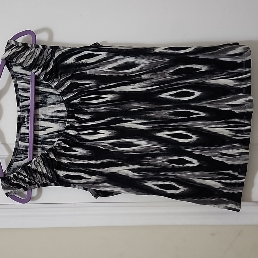 ST JOHN'S BAY Sleeveless Cotton Modal Black Off White & Grey Tank Top Size XL